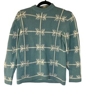 Joyce Sportswear Vintage 60s Wool Blue White Knit Sweater Women's 36 (small)